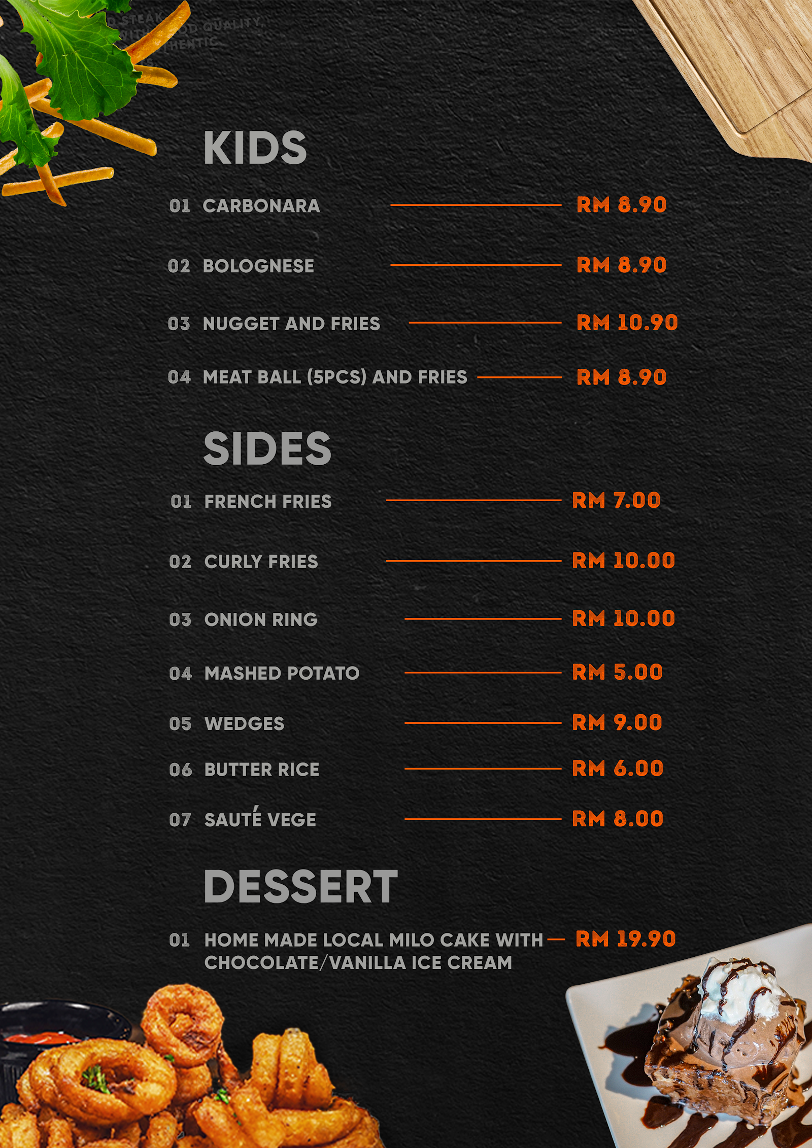 Mu'sier Fine Meat & Steak Menu